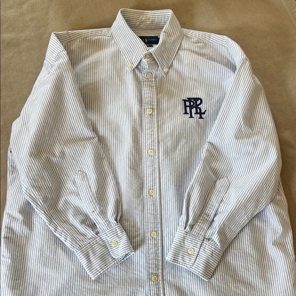 RalphLauren Classic Striped Button-Down Shirt - Light Blue & White, Boyfriend